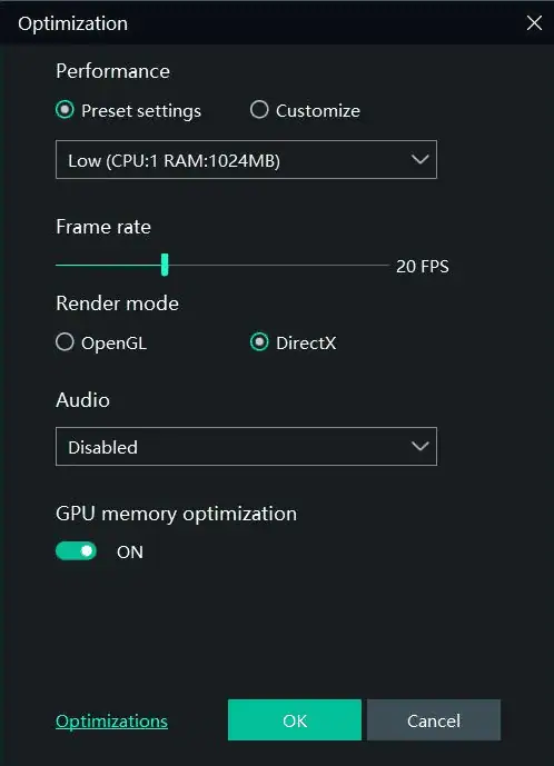 Memu low memory settings