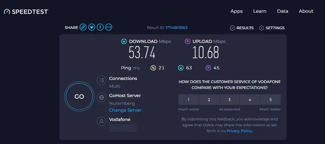 Ookla speed test 