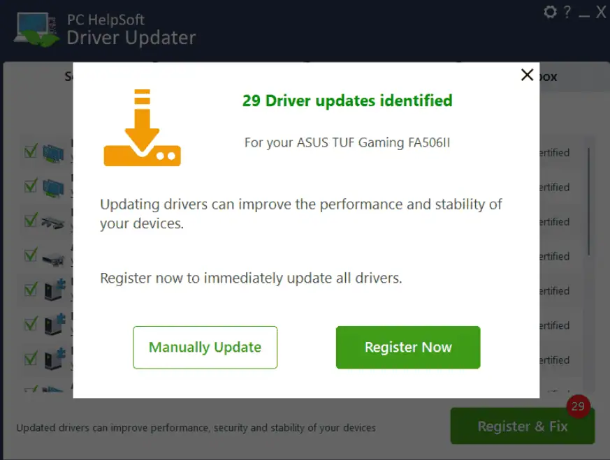 PC Helpsoft Driver Updater interface