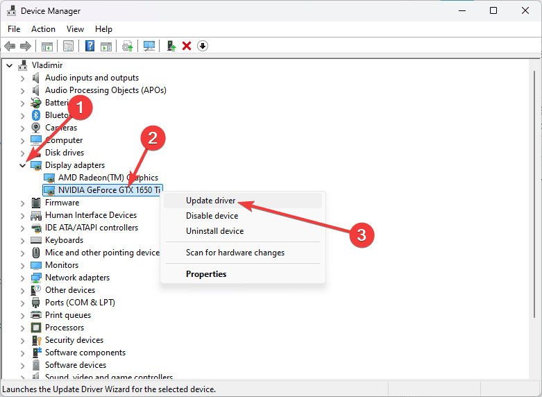 Update driver Device Manager