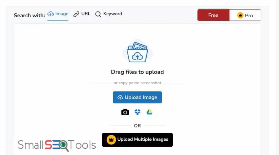 SmallSEOTools reverse image search tool