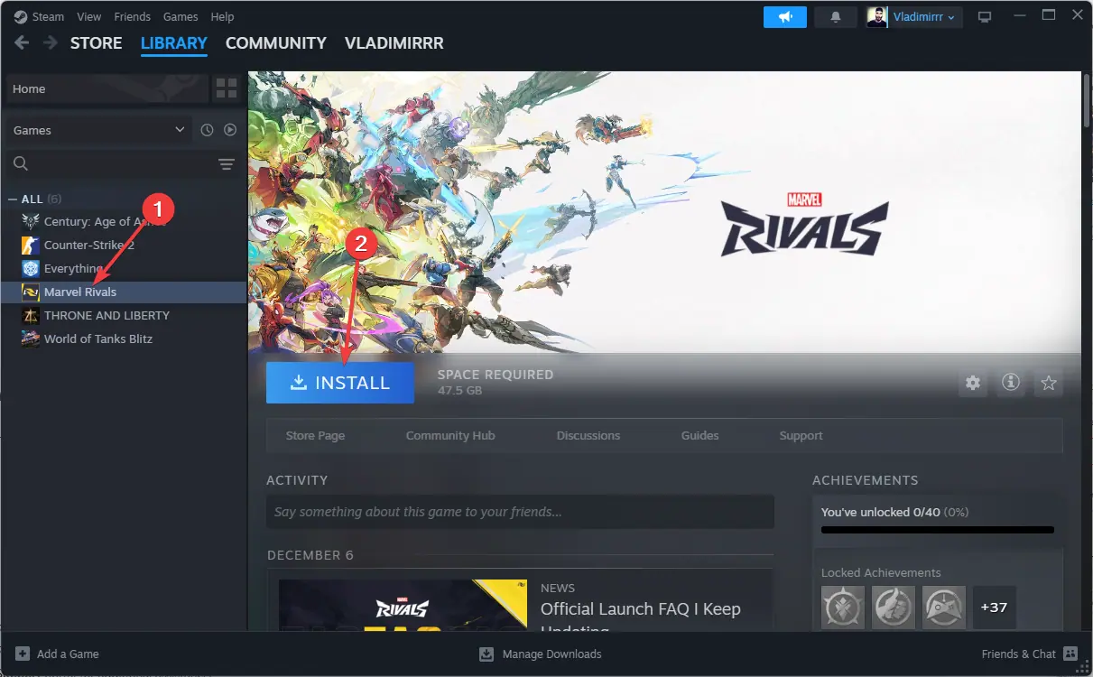 Marvel Rivals Install