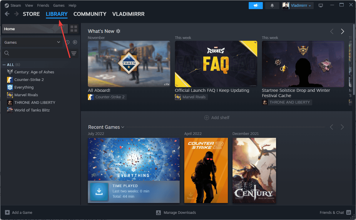 Steam library