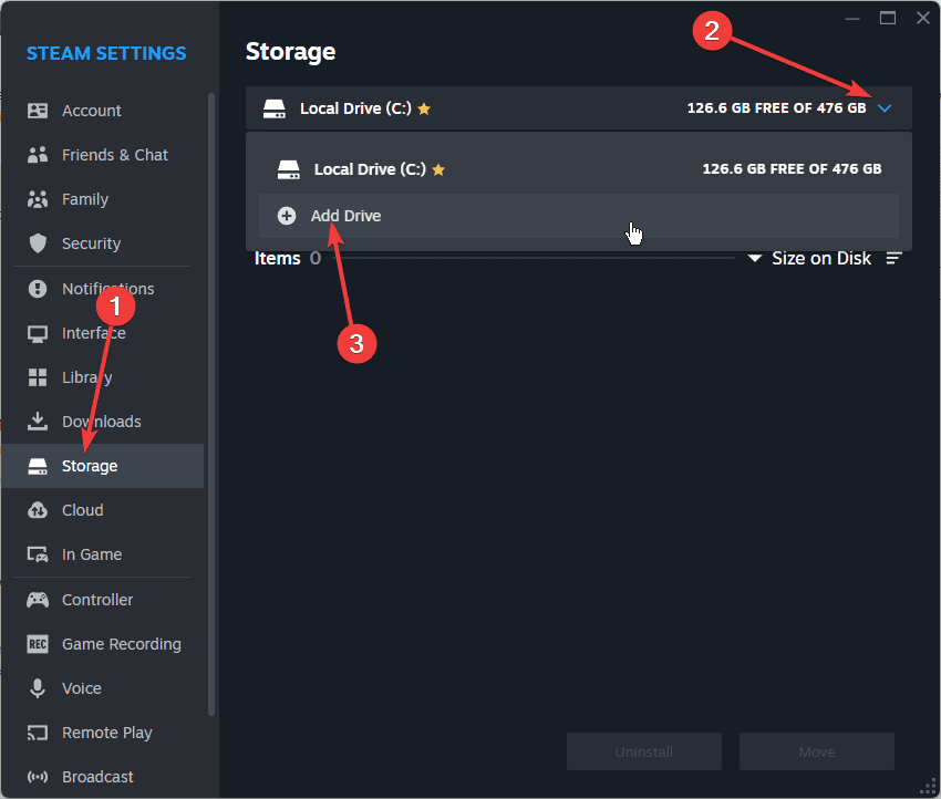 Steam library add partition