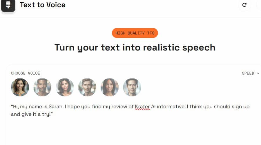 Krater AI - Text-to-voice