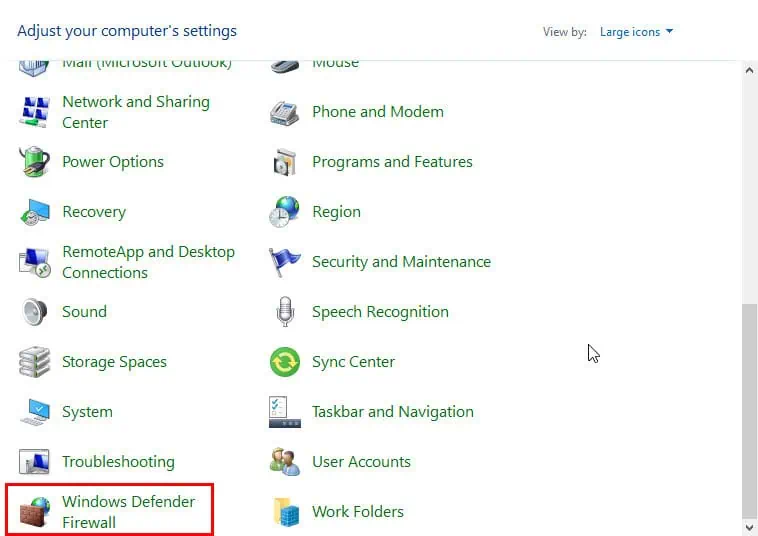 windows defender firewall