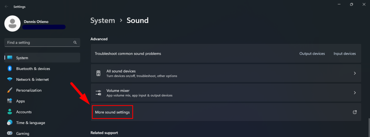 More sound settings