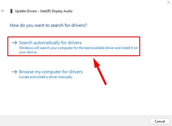 Search automatically for drivers