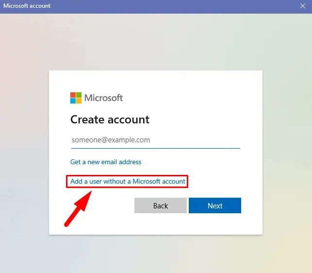 Add a user without a Microsoft account