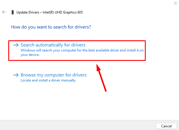 Search automatically for drivers