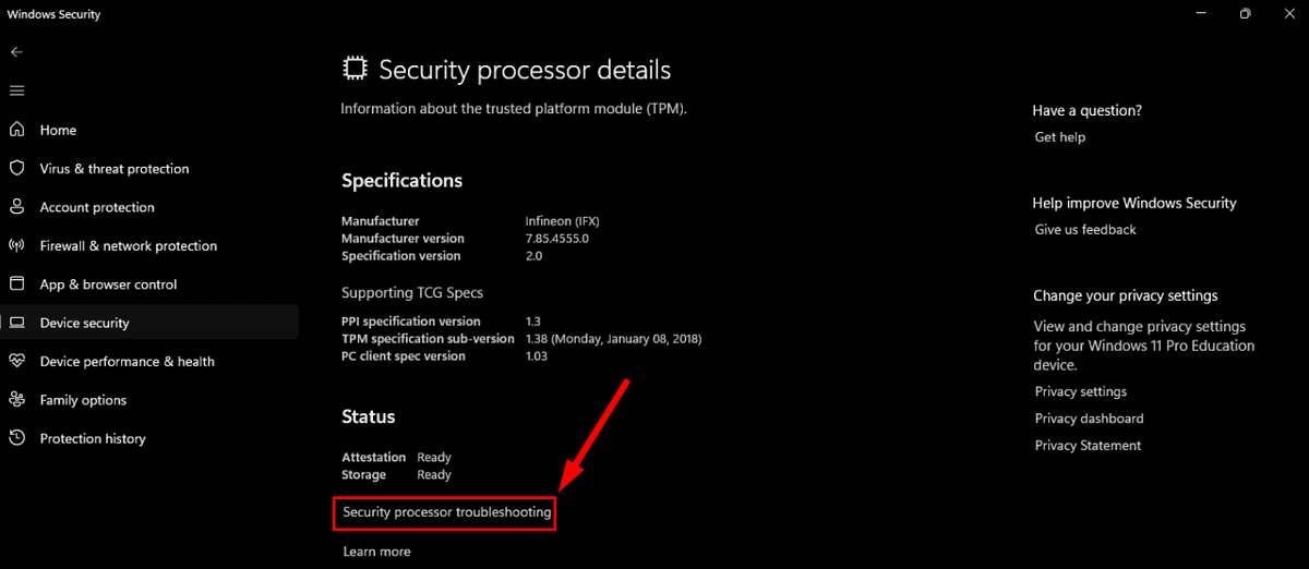 Security Processor Troubleshooting