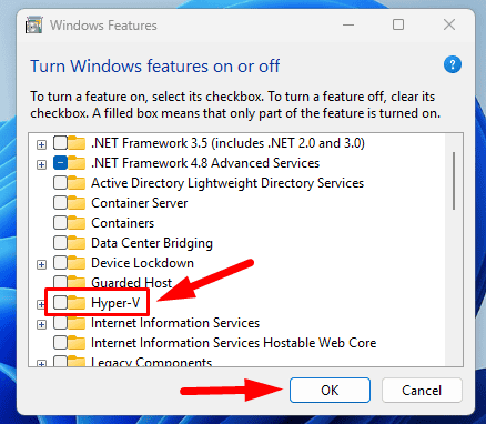 Uncheck Hyper-V