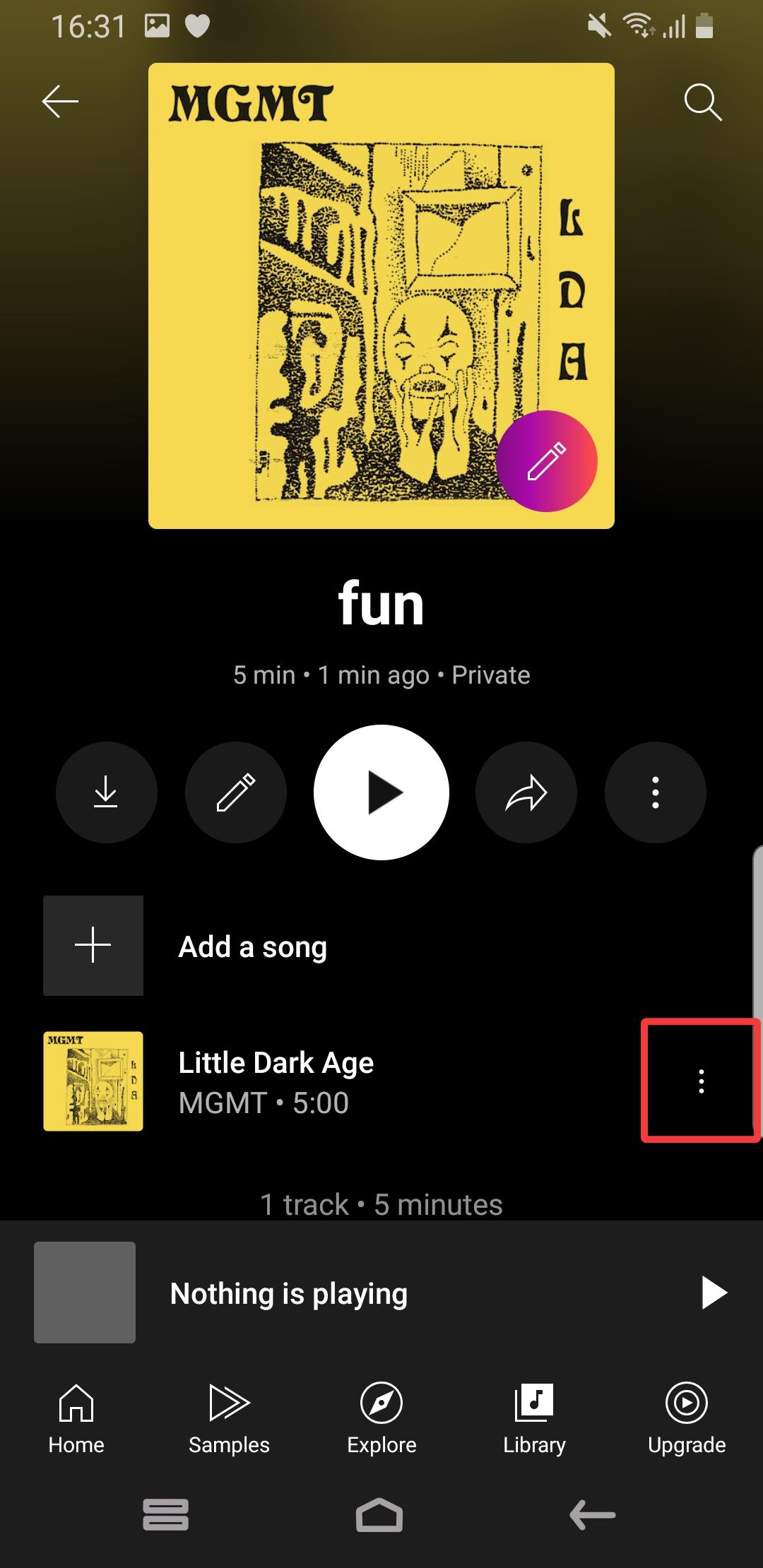 youtube music app edit song in playlist