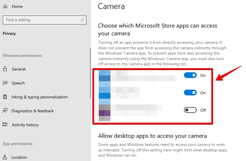 Choose which Microsoft Store apps can access your camera