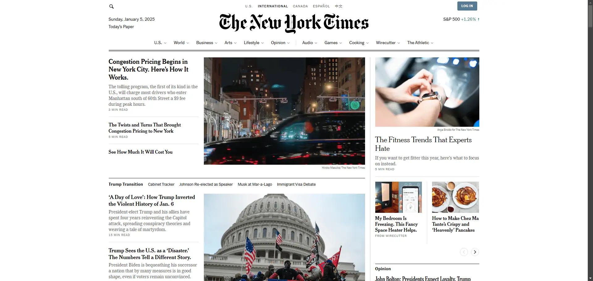 NY Times webpage