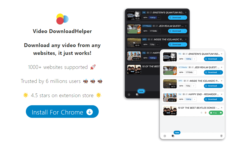 Video DownloadHelper webpage