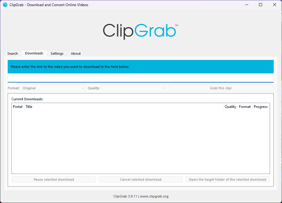 ClipGrab interface