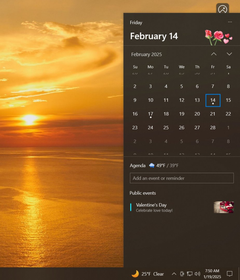 Windows 10's rich Calendar