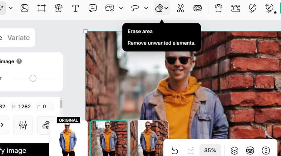 Recraft AI image editing toolbar