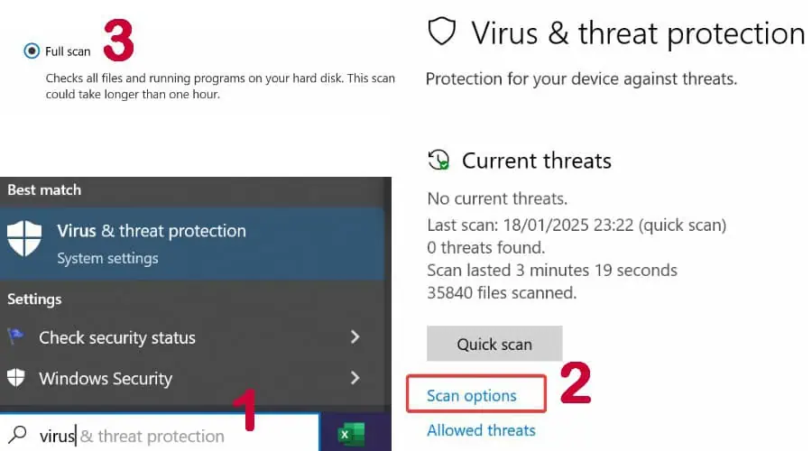 Windows virus scan