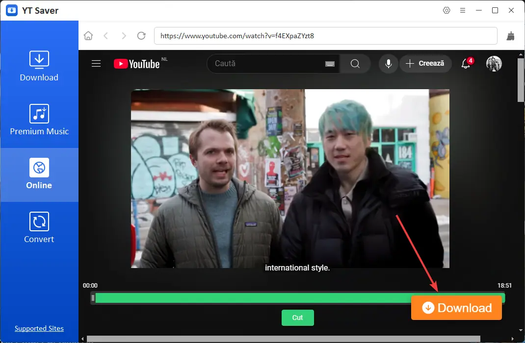 YT saver download button