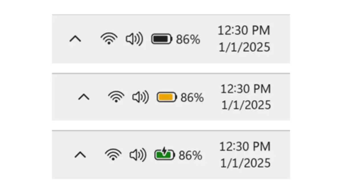 Windows 11 new battery status icons