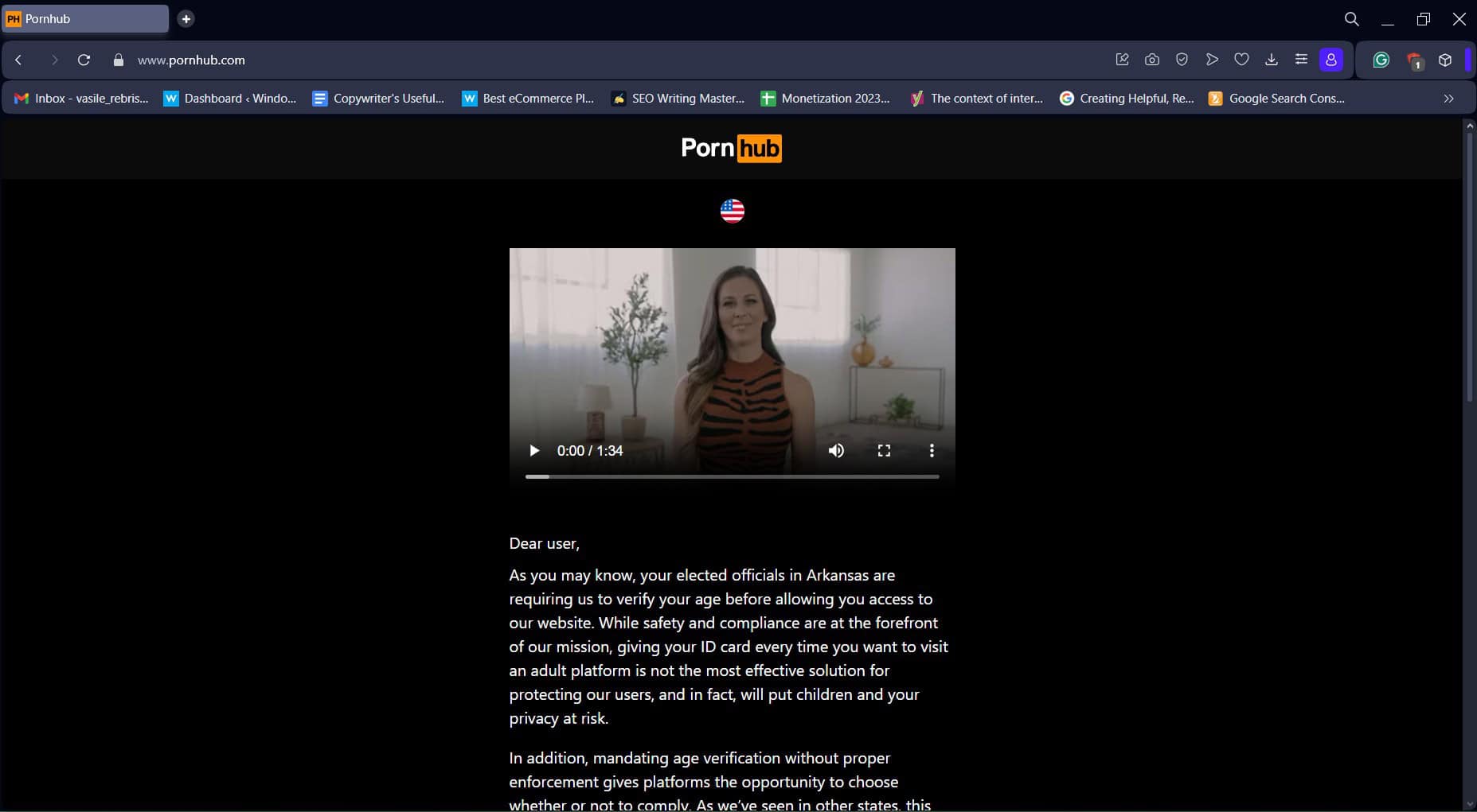 Pornhub blocked arknsas