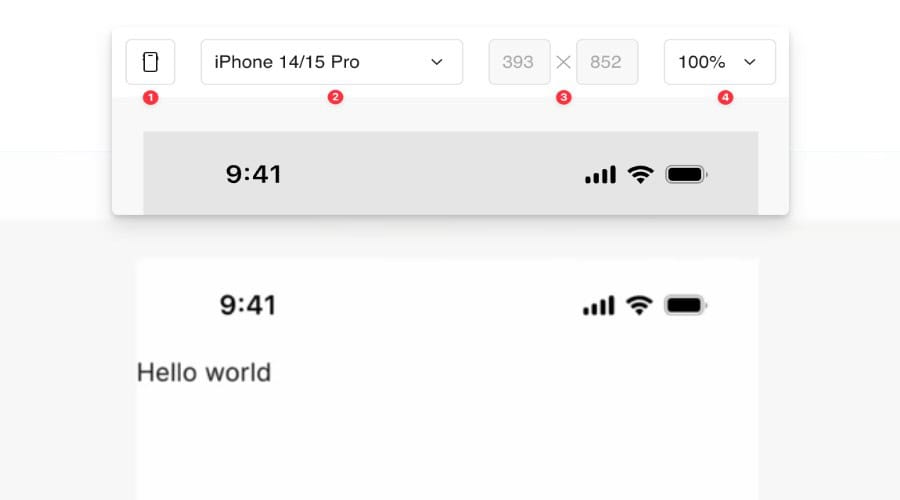 Device preview emulator bar
