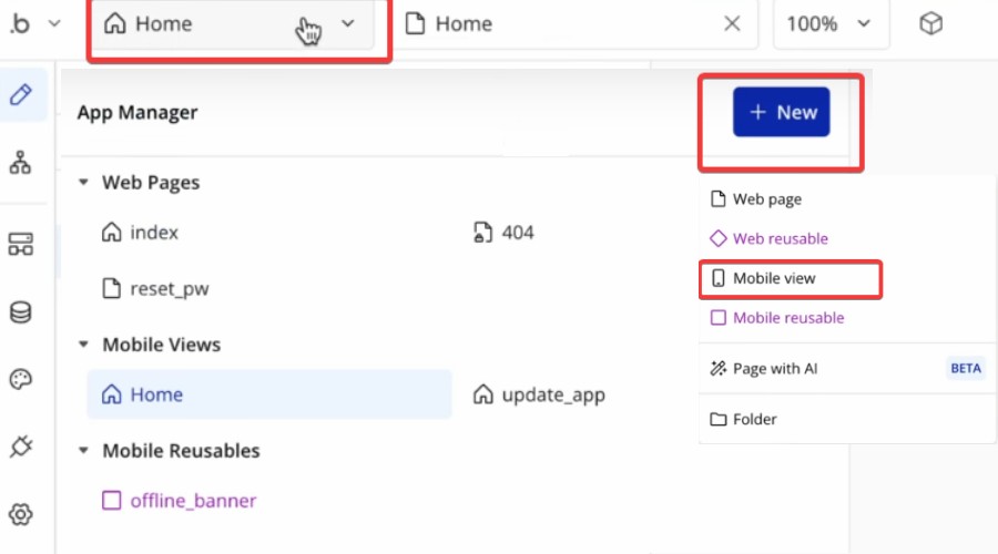 Build new app View