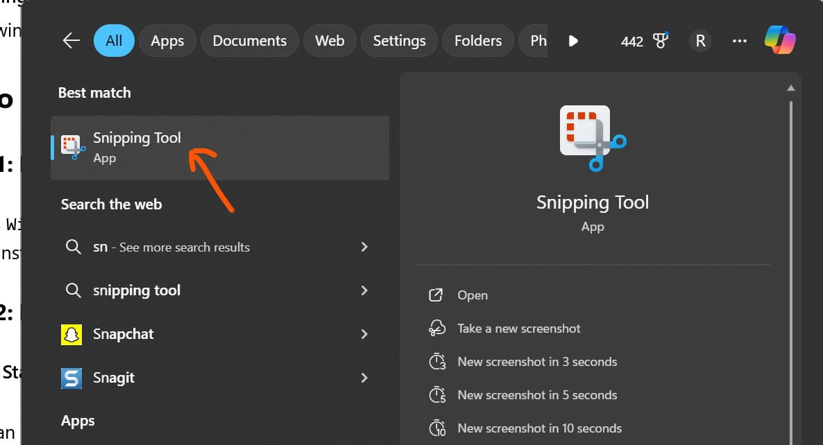 snipping tool in windows 11