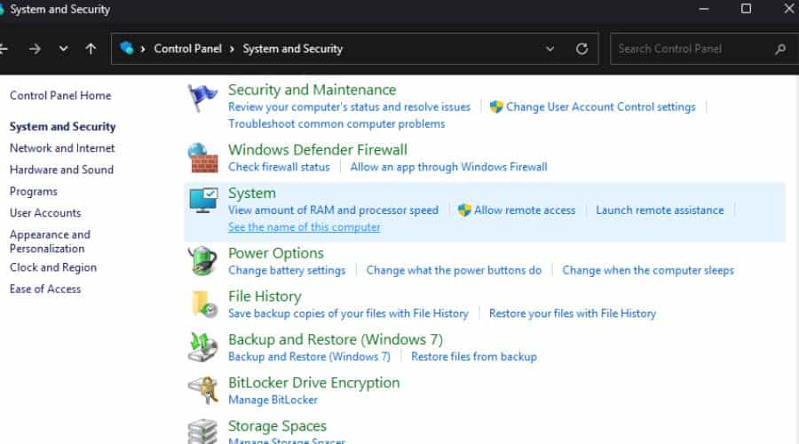 control panel see the name of this computer
