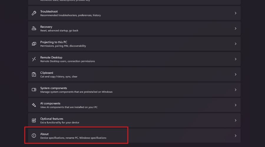 device specifications