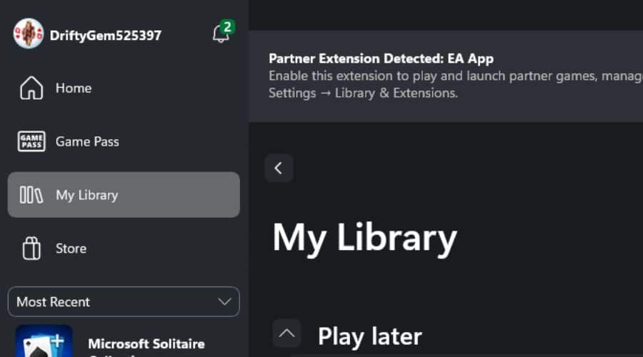xbox app library